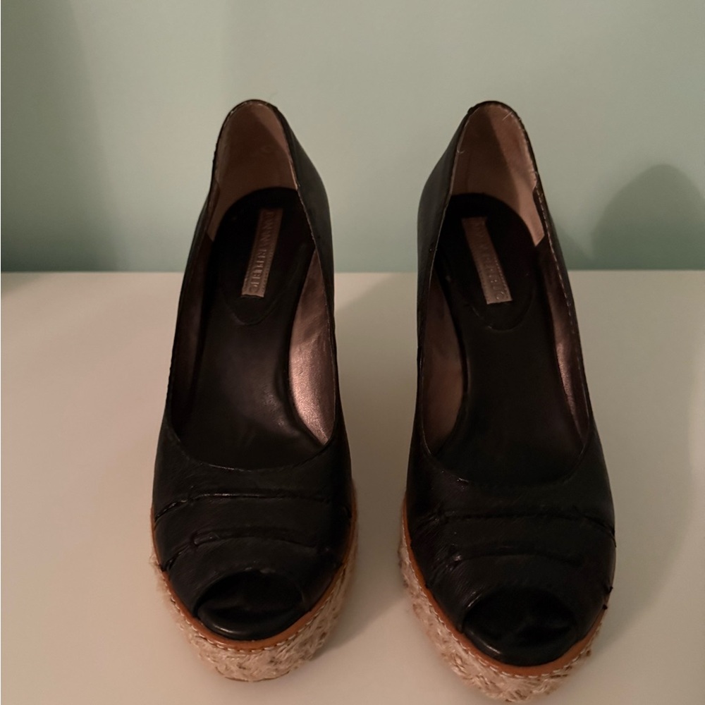 Banana Republic Black Peep-Toe Wedge Shoes